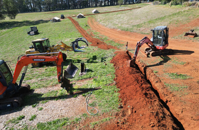 2km of irrigation trenching 1m deep